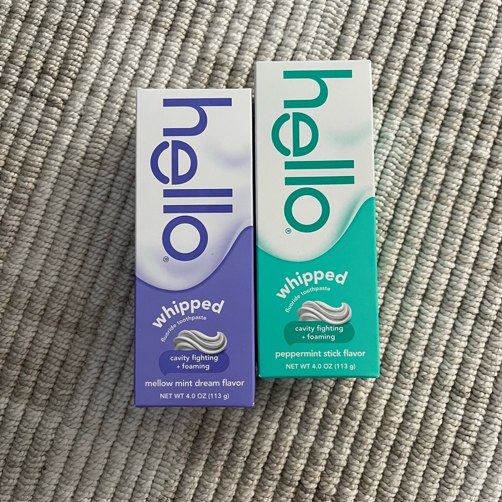 x2 hello Whipped Minty Foam Fluoride Toothpastes 4oz